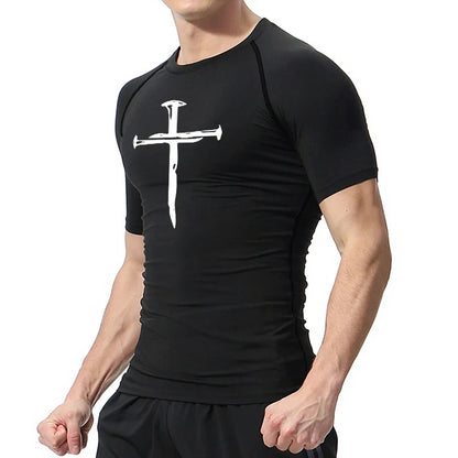 Christian Workout Compression Shirts Athletic Quick Dry Tshirts Tees Mens Gym Fitness Undershirts Tops Short Sleeve Rash Guard